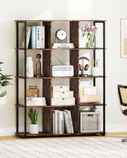 Giantex 12 Cube Bookcase 5 Tier Industrial Bookshelf