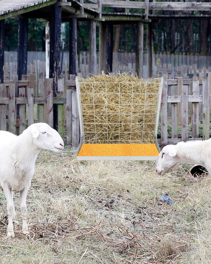 Giantex Hay Feeder for Goats - 28'' Hanging Hay Rack with Grain Feeder