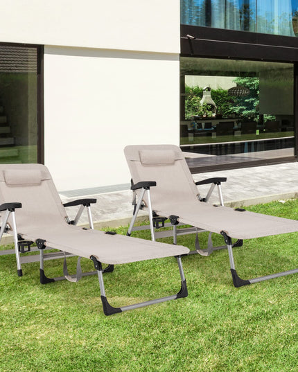 Patio Chaise Lounge Chair 7 Adjustable Position Folding Camping Cot