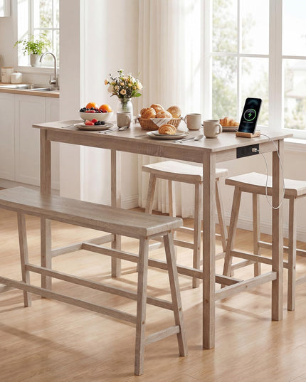 Giantex 4-Piece Counter Height Dining Table Set with Power Outlet