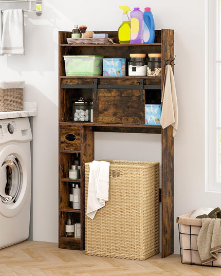Giantex Over The Toilet Storage Cabinet, 6-Tier Freestanding above Toilet Rack with Gliding Door