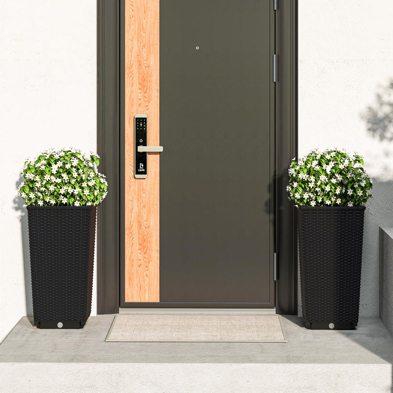 Giantex Tall Planters Set of 2 24”H Tapered Rattan Planter