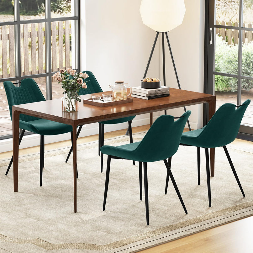 Giantex Dining Chair Set of 4 with Metal Legs for Living Room