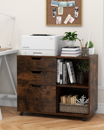 Giantex 3 Drawer File Cabinet, Office Storage Cabinet Fits Files Letter, A4, Legal Size