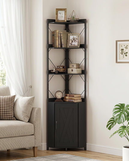 GIANTEX 6-Tier Corner Shelf 71" Tall Freestanding Bookshelf with Cabinet