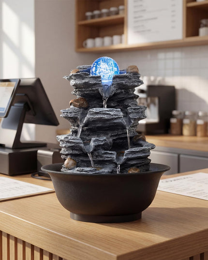 Giantex Tabletop Water Fountain with Rotating Crystal Ball & LED Lights