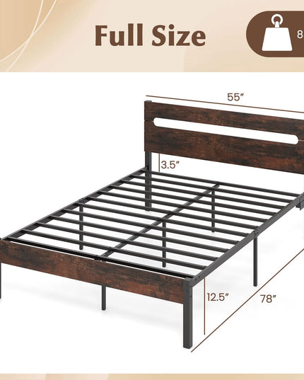 Giantex Full Size LED Bed Frame with Charging Station