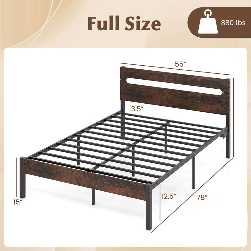 Giantex Full Size LED Bed Frame with Charging Station