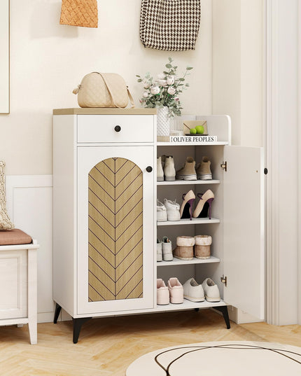 Giantex Shoe Cabinet with Doors, 6-Tier Shoe Organizer Cabinet with Drawer