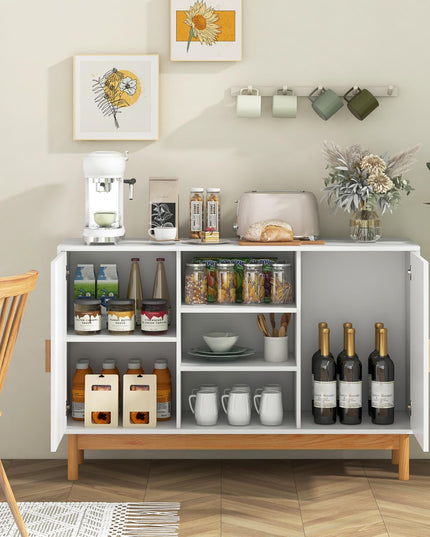 Giantex Buffet Sideboard, Kitchen Storage Cabinet with 3 Open Shelves & 2 Side Cabinets