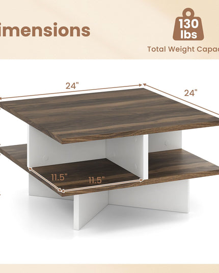 Giantex Square Coffee Table with Storage for Living Room