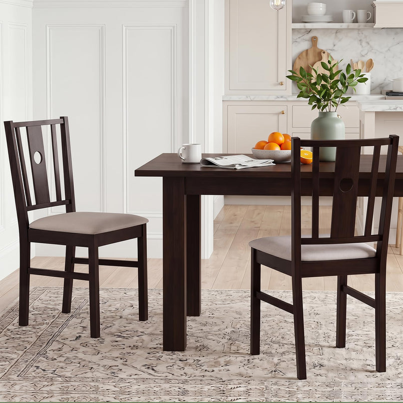 Giantex Upholstered Rubber Wood Dining Chairs Set of 2/4