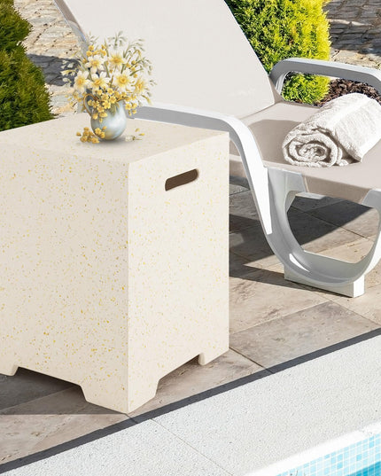 Giantex Propane Tank Cover Table - 16" Square Hideaway Table w/Waterproof Cover and Side Handles