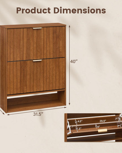 Giantex Shoe Storage Cabinet with 2 Flip Drawers