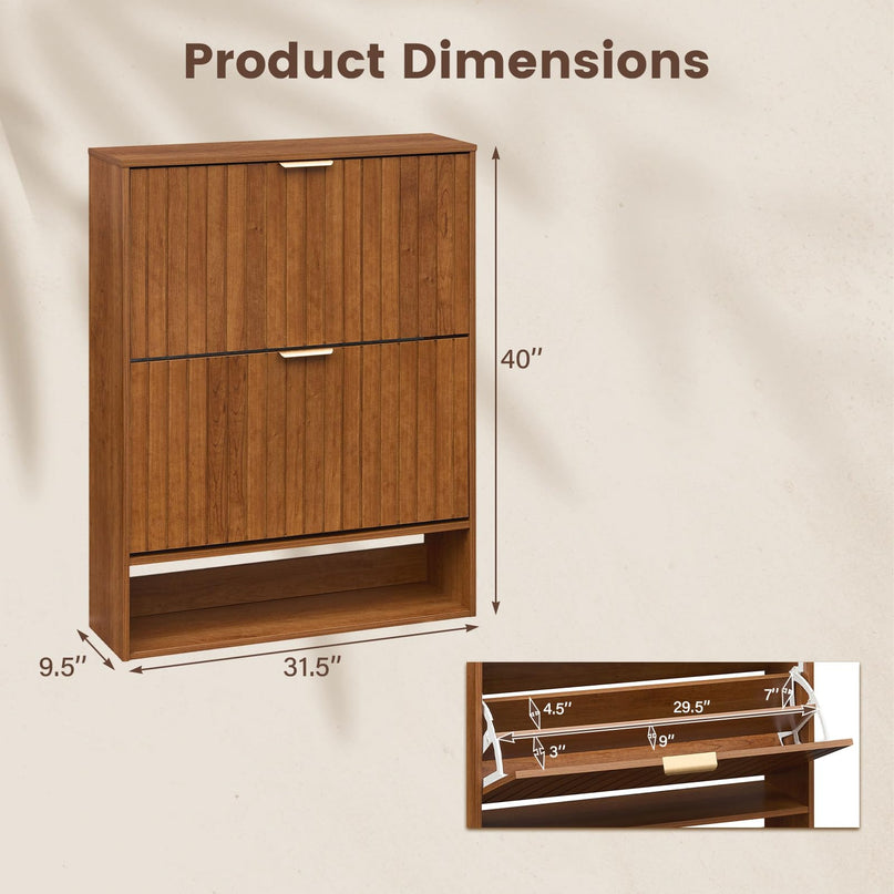 Giantex Shoe Storage Cabinet with 2 Flip Drawers