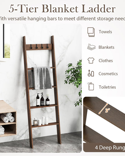 Giantex Bamboo Blanket Ladder