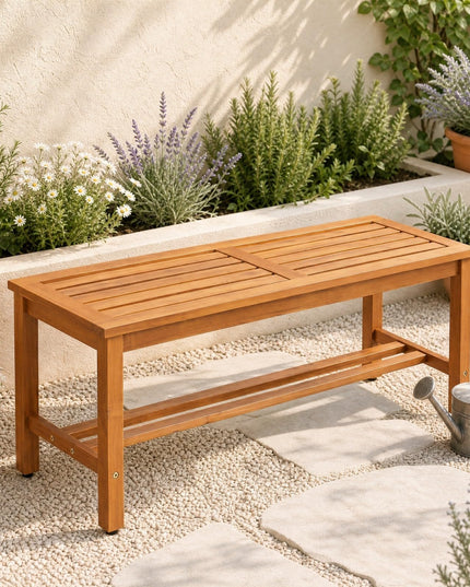 Giantex Outdoor Wooden Bench 2-Person Patio Bench(40"L x 14"W x 17"H)