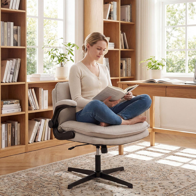 Chaise ergonomique Giantex Criss-Cross avec accoudoirs relevables