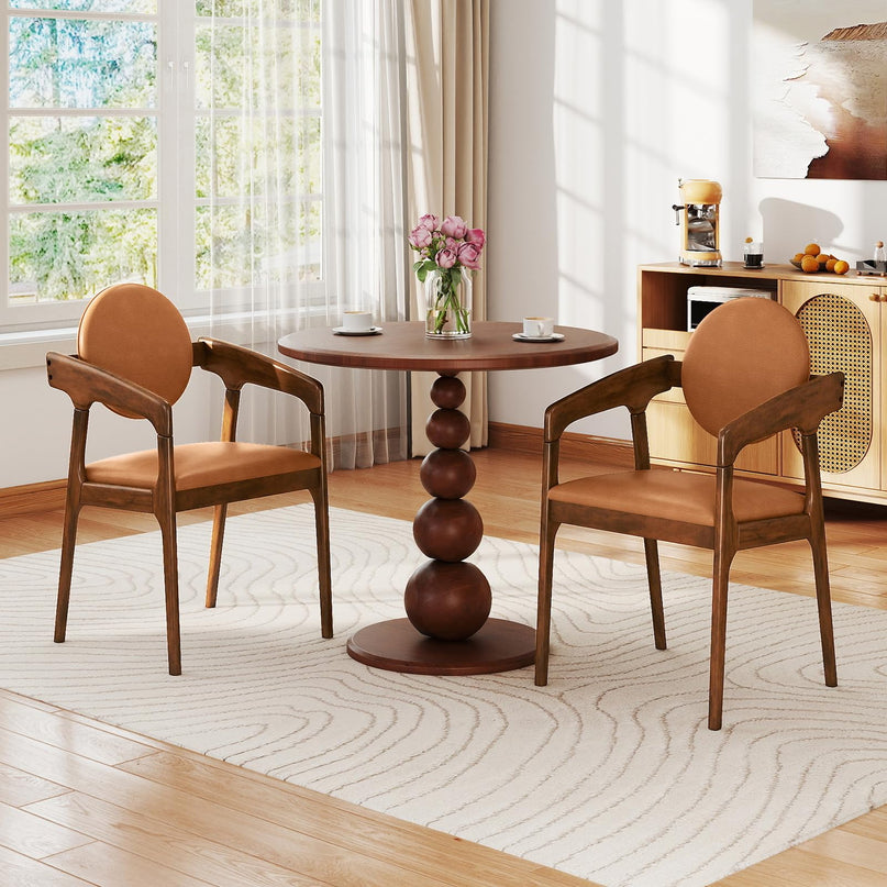 Giantex Wooden Dining Chairs Set of 2/4 PU Leather Upholstered Dining Room Chairs