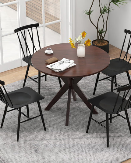 Giantex Metal Dining Chairs Set, Farmhouse Kitchen Chairs w/High Cross Backrest & Curved Seat