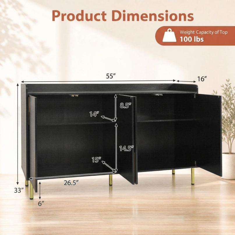 Giantex 55" Buffet Cabinet with 4 Doors