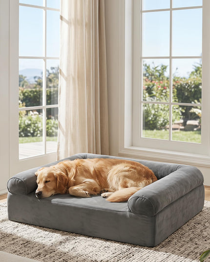 Giantex 40 inch Reversible Memory Foam Dog Sofa Bed with 3-Sided Bolsters