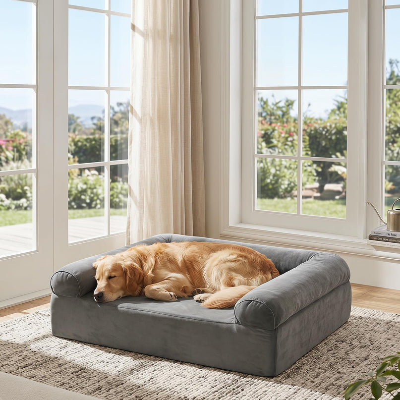 Giantex 40 inch Reversible Memory Foam Dog Sofa Bed with 3-Sided Bolsters