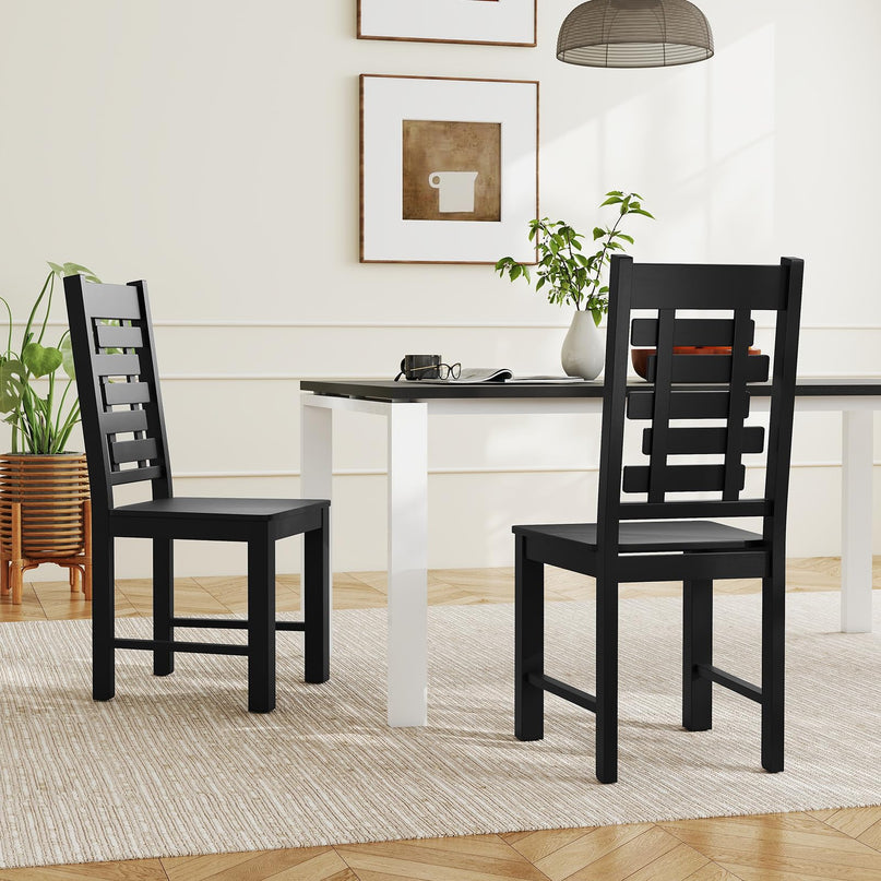 Giantex Wooden Dining Chairs Set of 2/4 with High & Tilted Backrest