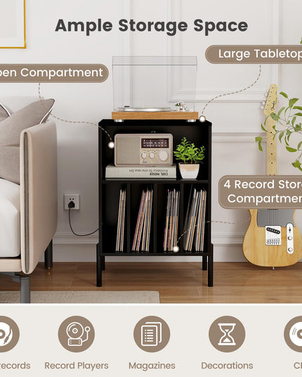 Giantex Record Player Stand with Charging Station