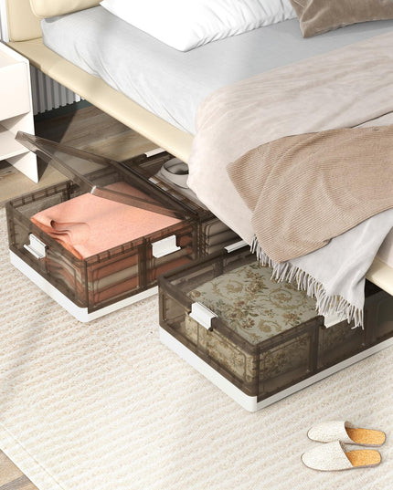 Giantex 26.5Gal Under Bed Storage Containers, 2/4 Pack Stackable Rolling Plastic Storage Boxes with Wheels & Lids
