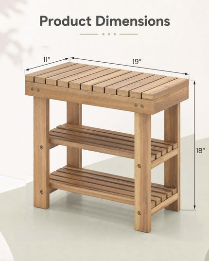 GIANTEX 3-Tier Wooden Shoe Rack Bench