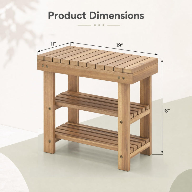 GIANTEX 3-Tier Wooden Shoe Rack Bench