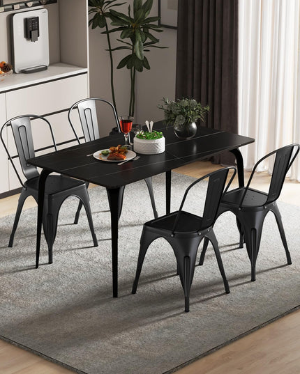 Giantex Metal Dining Chairs Set of 4, Farmhouse Kitchen Chairs with Removable Backrest