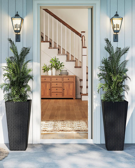 Giantex Set of 2 Outdoor Wicker Flower Pot for Front Porch Balcony Entryway