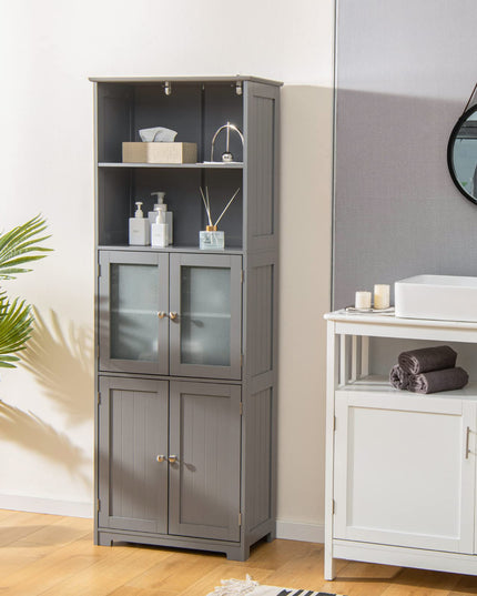 Giantex 64" Tall Bathroom Storage Cabinet, Freestanding Kitchen Pantry Cupboard with 2 Cabinets