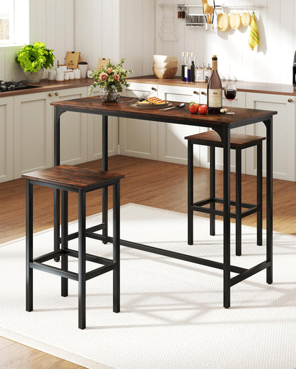Giantex Dining Table Set 47.5" Rectangular Pub Table with 2 Stools