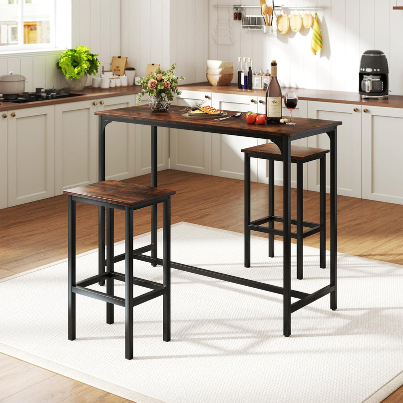 Giantex Dining Table Set 47.5" Rectangular Pub Table with 2 Stools