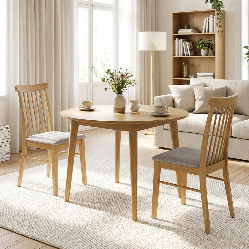 Chaises de cuisine sans accoudoirs Giantex avec cadre en bois d'hévéa et revêtement en tissu