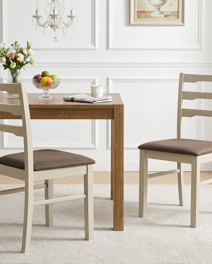 Giantex Wood Dining Chairs Set of 2/4 | Farmhouse Upholstered Kitchen Chairs with Ladder Back Design