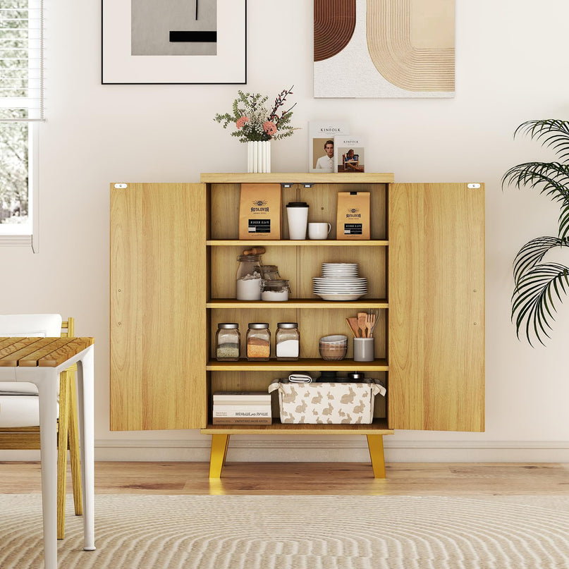 Giantex Sideboard Buffet Cabinet with Double Doors & Removable Shelves