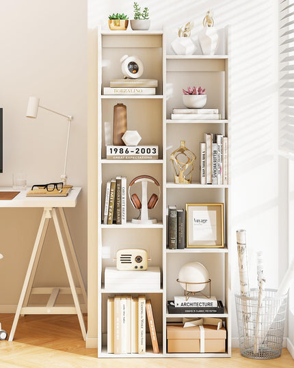 Giantex 11 Tier Bookcase with Staggered Shelves for Home Living Room Office