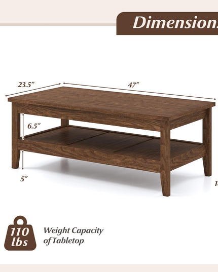 Giantex Mid Century Modern Coffee Table 47" Wood Center Table