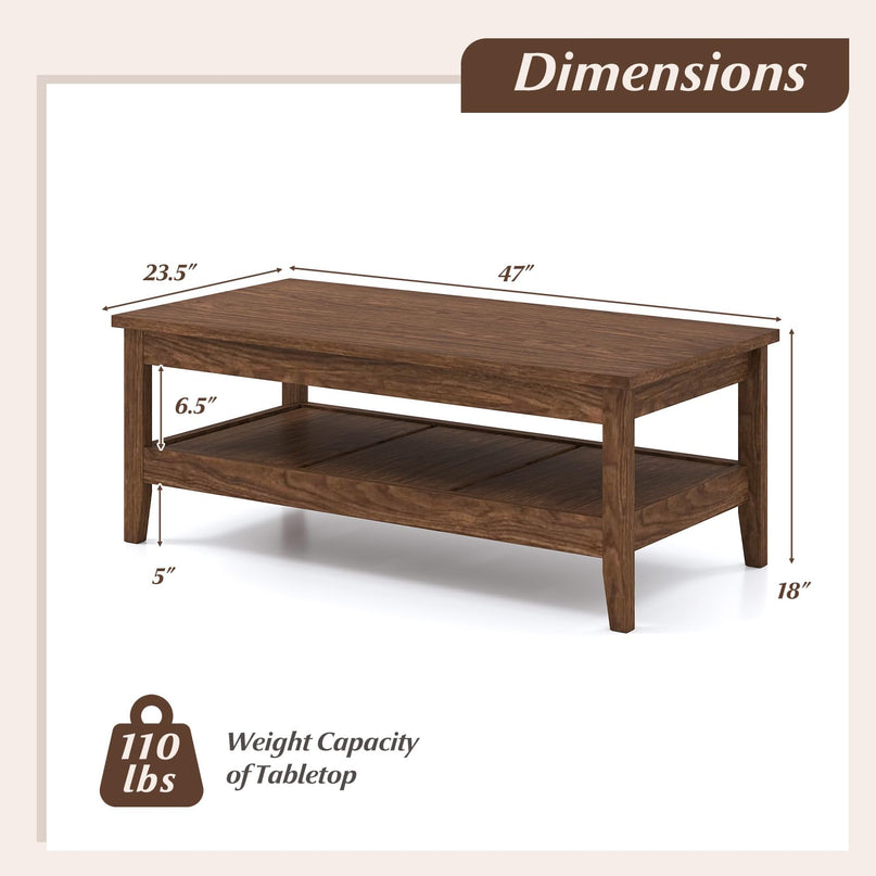 Giantex Mid Century Modern Coffee Table 47" Wood Center Table