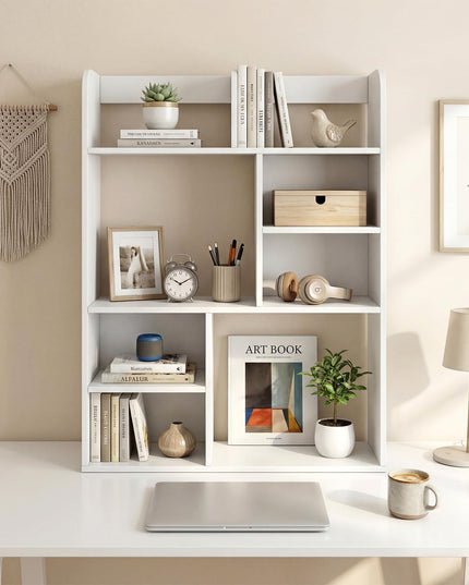 Giantex 3-Tier Desktop Bookshelf with 8 Open Storage Cubes for Computer Desk