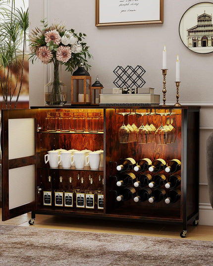 Giantex Wine Bar Cabinet with LED Light for Dining Room Living Room