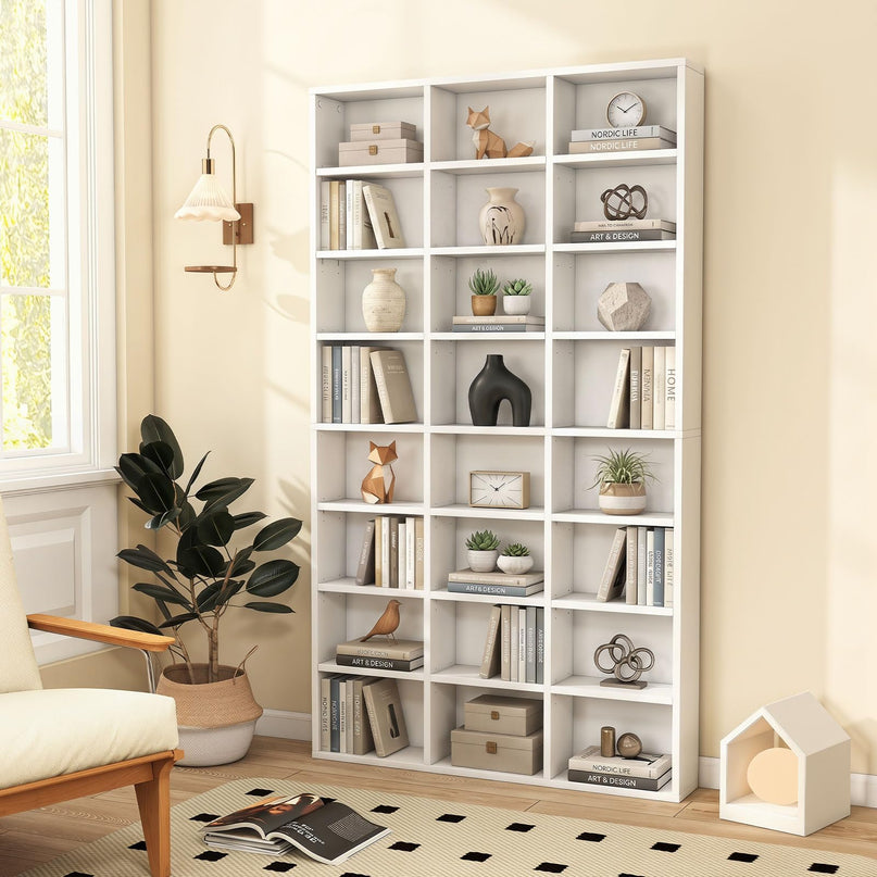 Giantex 70" Tall White Bookshelf with 24 Open Cube & 18 Adjustable Display Storage Shelves