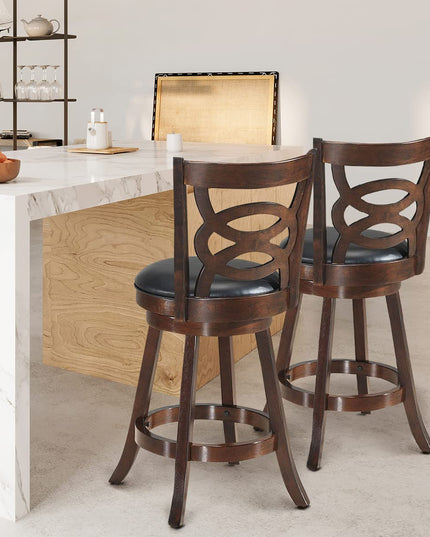 Giantex Bar Stools, Counter Height Dining Chair, Fabric Upholstered 360 Degree Swivel