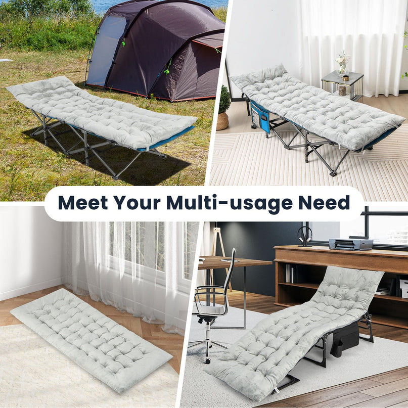 Giantex Folding Camping Cot with Pad, Heavy Duty Sleeping Cots with Carry Bag