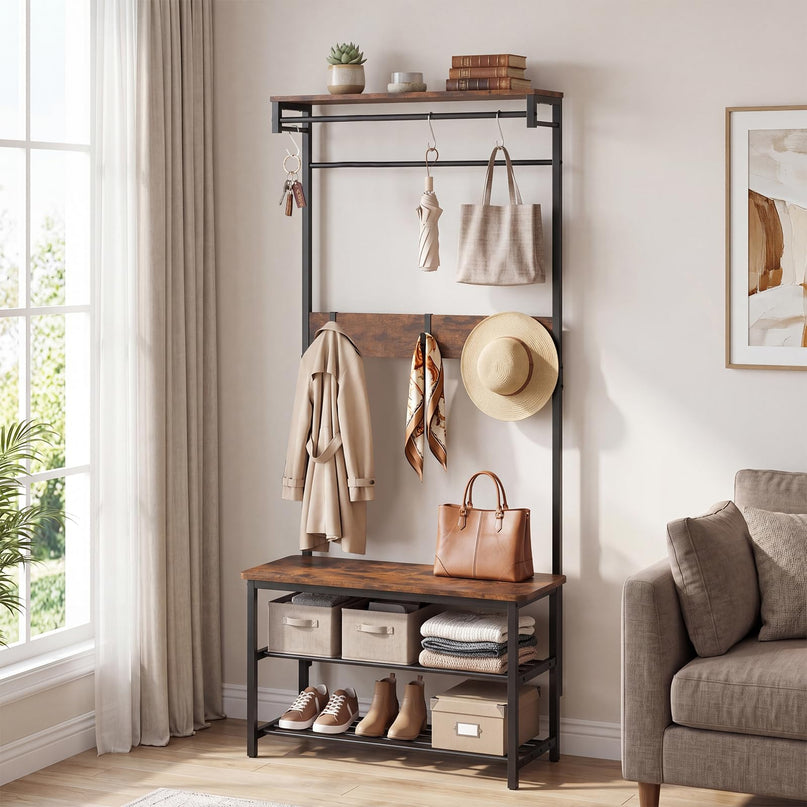 Meuble d'entrée Giantex 4-en-1 avec banc et rangement à chaussures