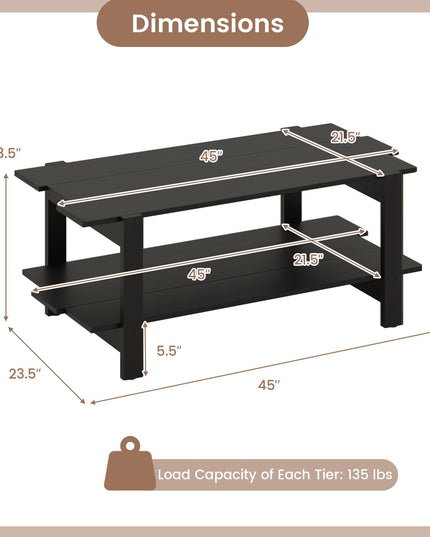 Giantex Modern Coffee Table with Slatted Design for Small Spaces